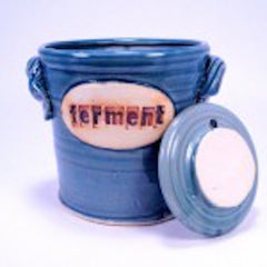 Blue fermenting crock