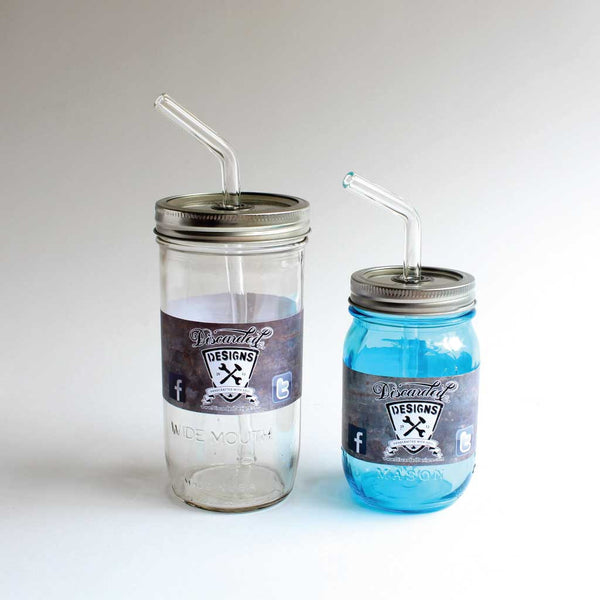 Mason Jar tumblers with glass straws
